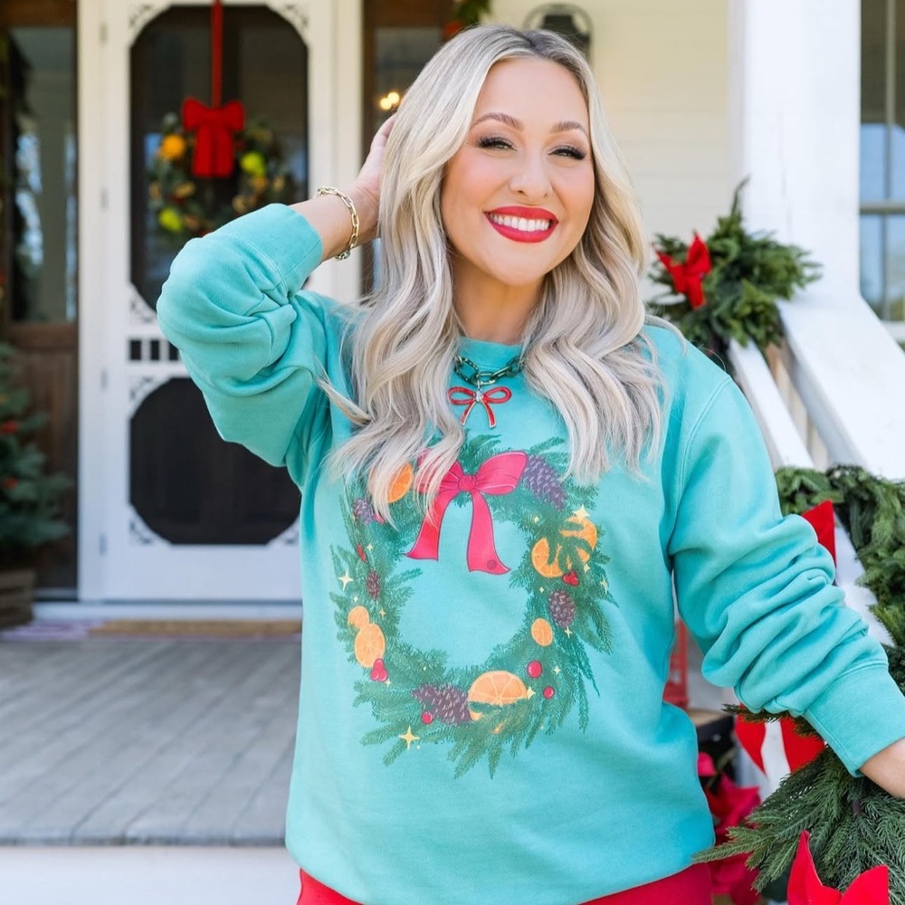 Living Fully Co Mallory Ervin Festive Wreath Sweatshirt